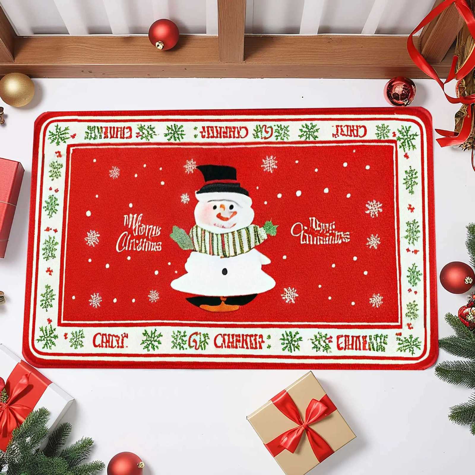 Christmas Decoration Door Mat Crystal Velvet Carpet Entry Door Porch Dirty Washable Mat Balcony Bathroom Foot RugsM251117