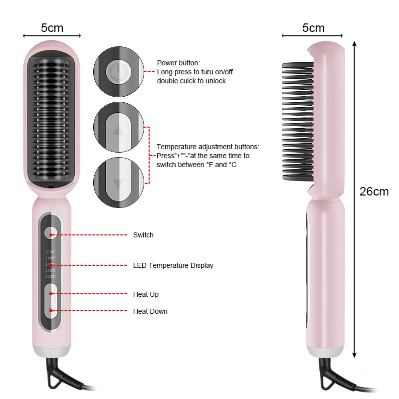 Yiber straightener electric straightening brush built-in Comb Pro salon styling Comb Essential hair straightener 250415