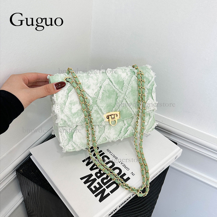 Guguo Designer Likes Wide Tie Dye Women's Denim Single Shoulder Bag, Stylish And Versatile, Large Capacity Luxury Commuter Crossbody Bag, Metal B