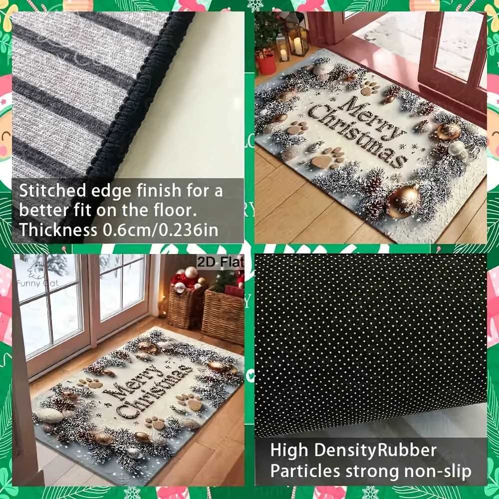 VIKAMA Cartoon Merry Christmas Pet Footprint Carpet Entrance Hall And Bathroom Non-Slip And Dirt-Proof Floor Mat Home DecorM251117
