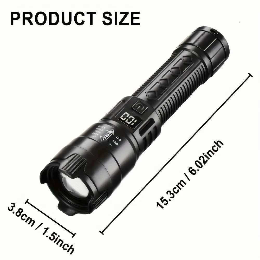 1000LM Ultra Bright LED Flashlight Type-C Rechargeable Long Range Zoom Tactical Torch Outdoor Emergency Camping Fishing Lantern M251117