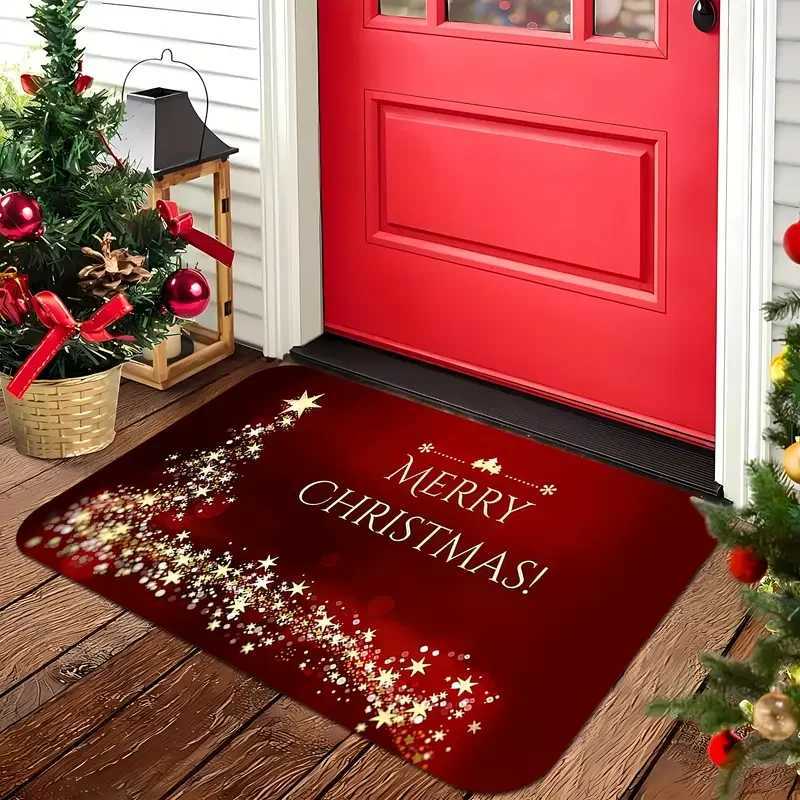 VIKAMA Merry Christmas Shining Stars Pattern Christmas Welcome Doormat Area Rug-Machine Washable-For Living Room BedroomM251117