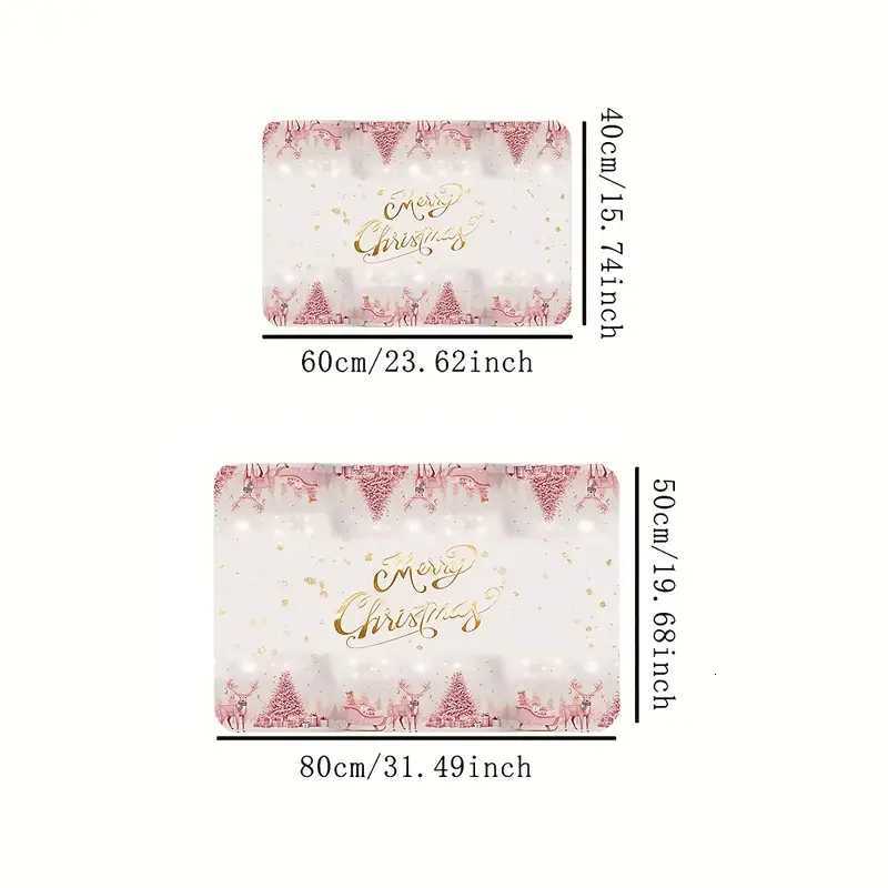 VIKAMA Pink Christmas Doormat - Minimalist Anti-Slip Snowflake Design Suitable for Indoor/Outdoor Entryway Bathroom DecorM251117