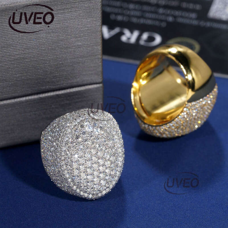 Jewelry 925 VVS Moissanite Ring Iced Out Gold Hip Hop Pass Dias Tester Mens