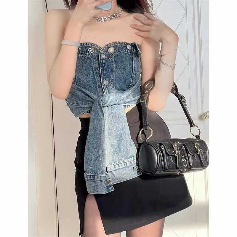 Vintage Y2K Hot Girls Underarm Bag Fashion Black Womens Shoulder Crossbody Bags Strappy Duffel HandbagsW251117