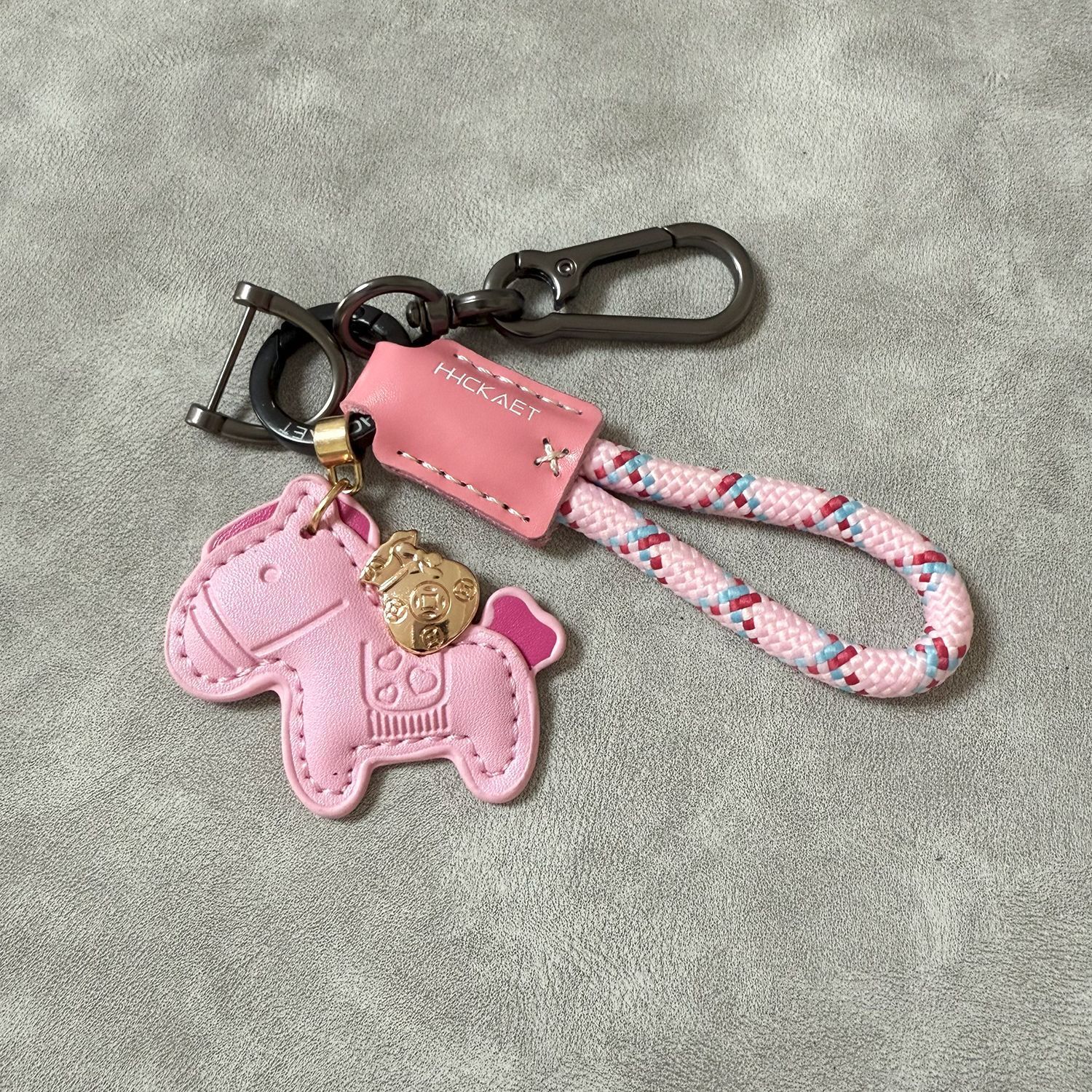 In Stock Jewelry Tongma Bag Money Keychain Creative Car Key Eight Figure Ring Leather Braided Rope