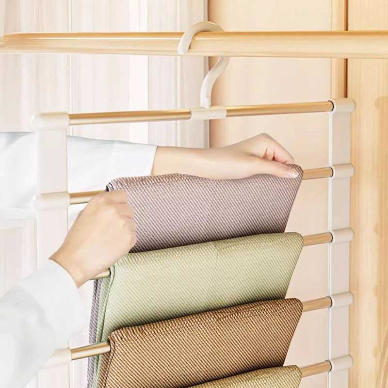 Stainless Steel Pants Hanger Magic Foldable Trouser Rack Ladder Hanger For Saving Wardrobe Space Closet Organizer C251117