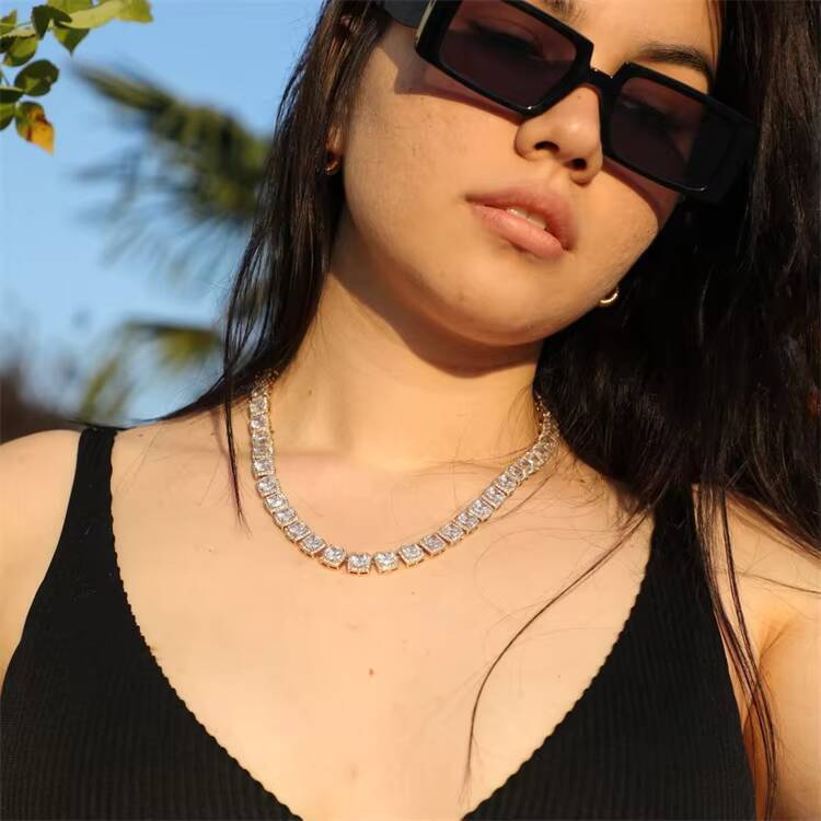 Dropshipping 14K 18K Gold Plate 925 Silver Moissanite Tennis Chain Bracelets 5mm VVS Diamond Necklace for Women Men