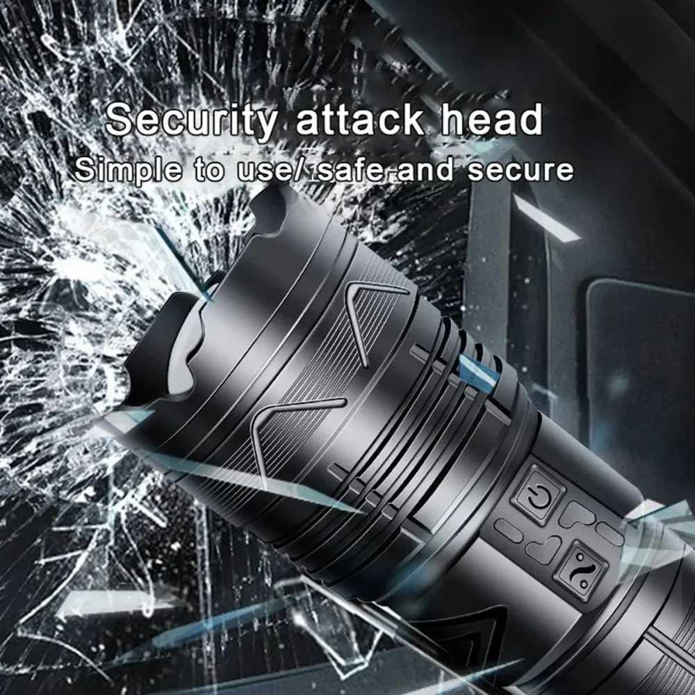 24000mAh Ultra Bright LED Flashlight USB Rechargeable Zoom Flashlights Long Range 8000M Tactical Torch Camping Fishing Work Lamp M251117