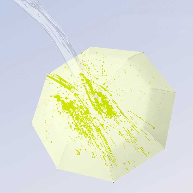 Color-changing umbrella by watering vinyl rain shine dual-purpose three-fold umbrella printed parasol C251117