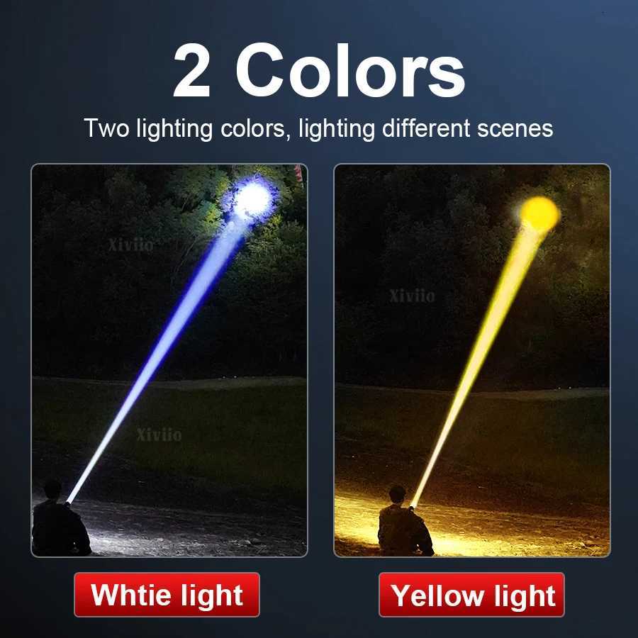 9000000LM Super Bright LED Diving Flashlight Powerful Waterproof Diving Land Dual-purpose Light Hunting Emergency Two-color Lamp M251117
