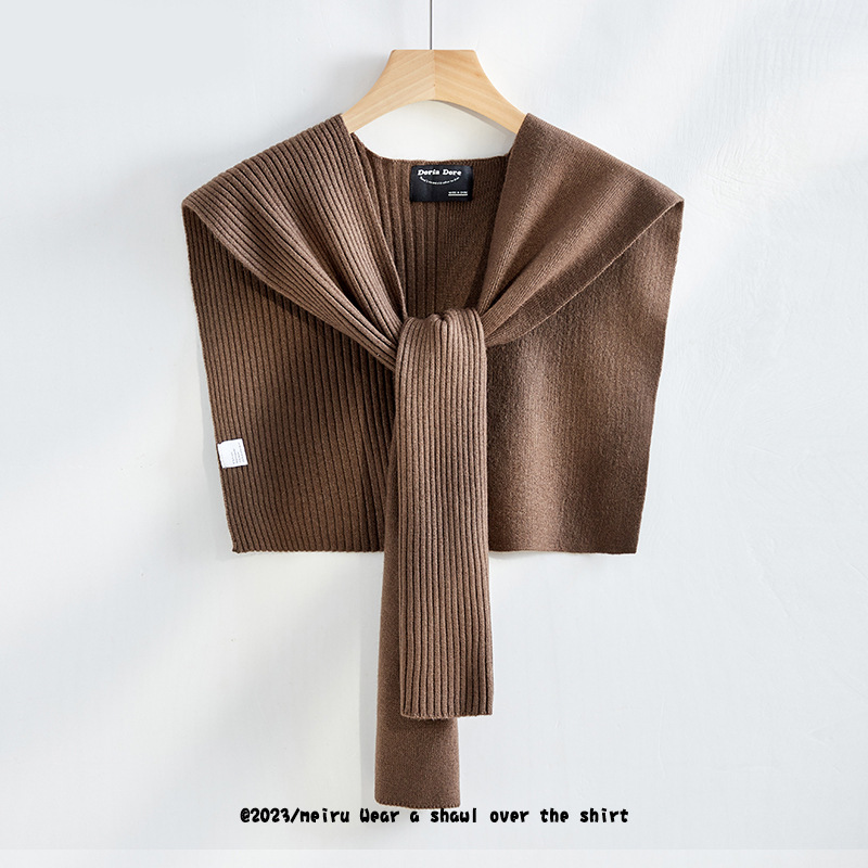 K422 Solid color air conditioning shawl office 2024 new spring and autumn women's shoulder and neck warm shoulder knitted small waistcoat outer w