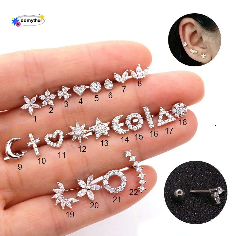 Fashion 316 Stainless Steel Mini Zircon Cartilage Stud Earring For Women Helix Tragus Piercing women's Body Jewelry 1pc ddmythur