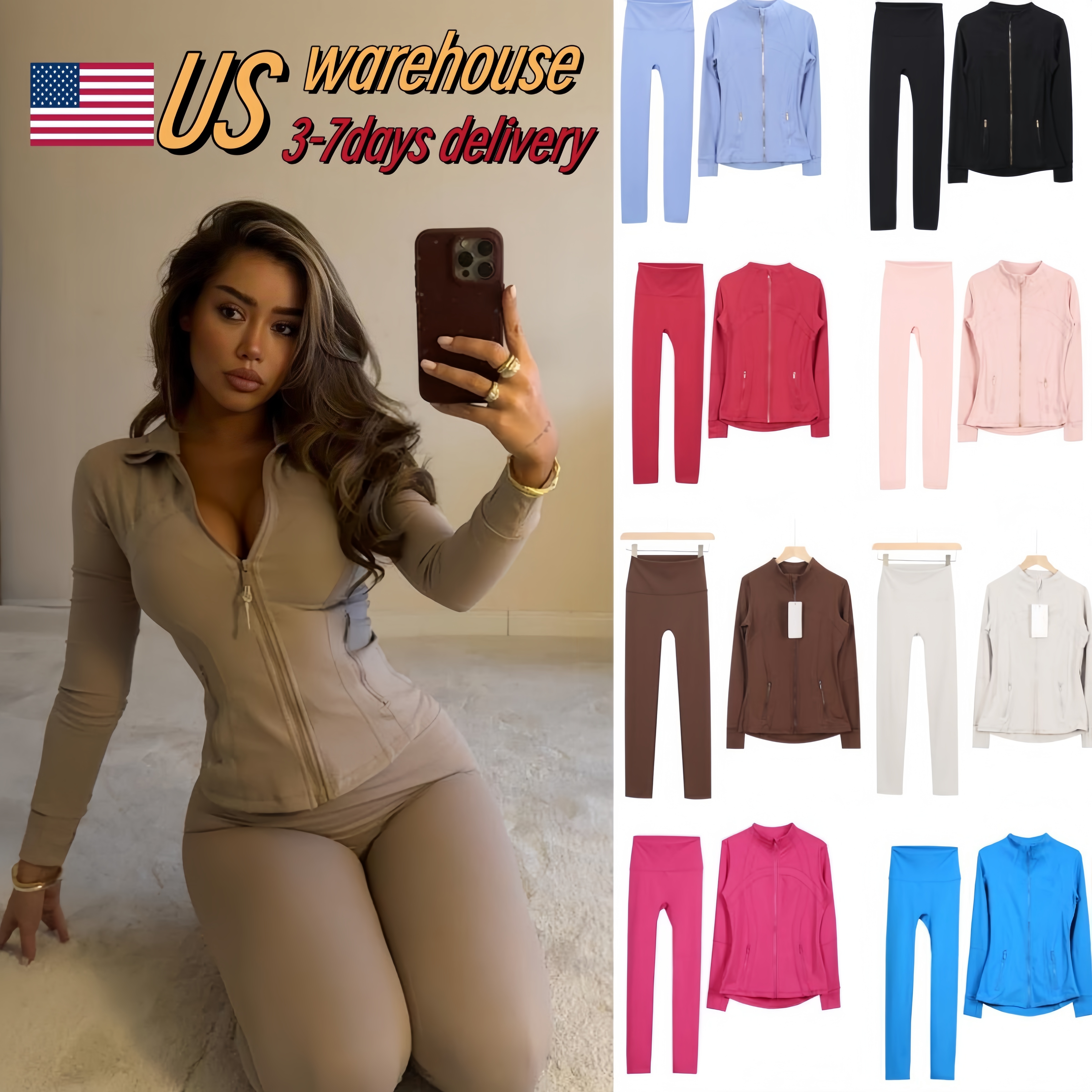 2025 5A TOP sports Jackets and legging Yoga Workout Elastic Waist Fitness quick dry fitness Activewear Sweatshirt sets jackets