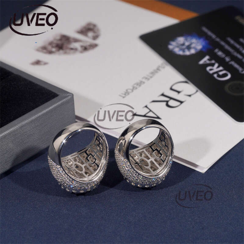 925 Jewelry Iced Out VVS Gold Moissanite Ring Moissanite Diamond Hiphop Pass Diamond Tester Sterling Silver Women