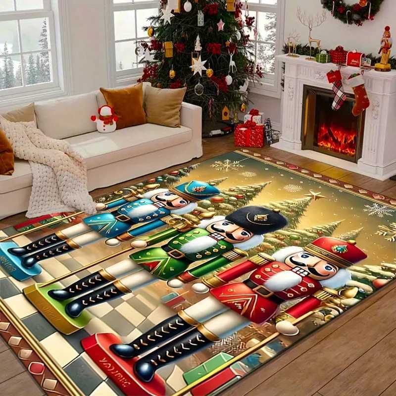Christmas Nutcracker Soldier Rug for Festive Home Decor HolidayThemed Living Room Carpets Anti slip carpet can be machine washedM251117