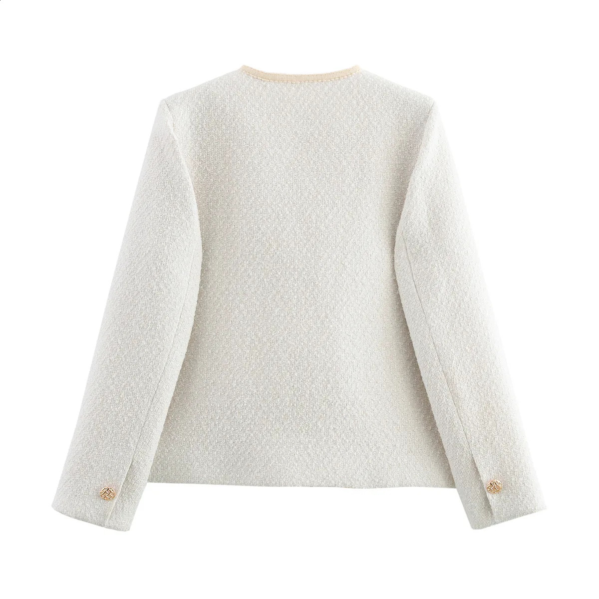 ZBZA Womens Texture Cropped Trail Blazer Skiwear Crew Neck Pocket Jacket Waist Side Zipper Skiing Spring and Summer Fashion Set 250414Z