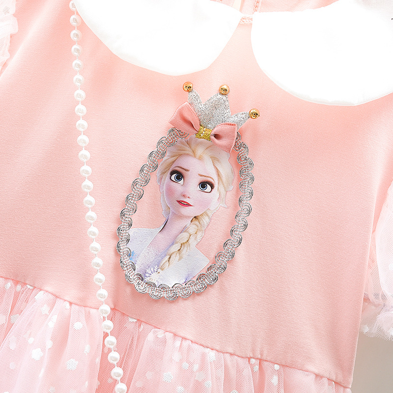 DISNEY Baby girl Elsa princess dress kids designer clothes Frozen mesh dress baby short-sleeved dress summer outfit