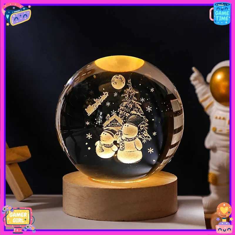 NEW Christmas Birthday Gifts6 Crystal Ball Planet Night Light Laser Solar System Globe Astronomy Festival GiftsDesktopDecoration J251117