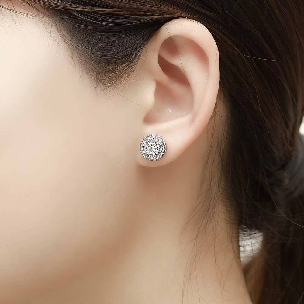 Moissanite Wholesale Fine Jewelry Earrings for Men Hip Hop Style Bling Gold Plated Round CZ Zircon Diamond Stud Earrings