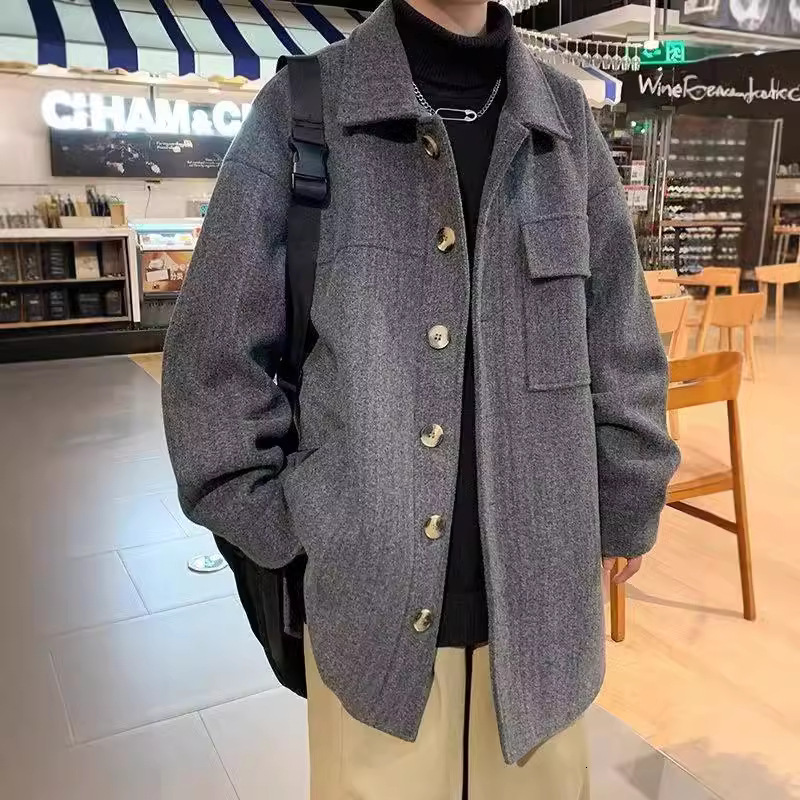 Men's Wool Coat Jacket Men Mid-length Autumn Winter Casual Woolen Jacket Men's Winter Trendy Oversize Designer Jacket High-end Trench Coat