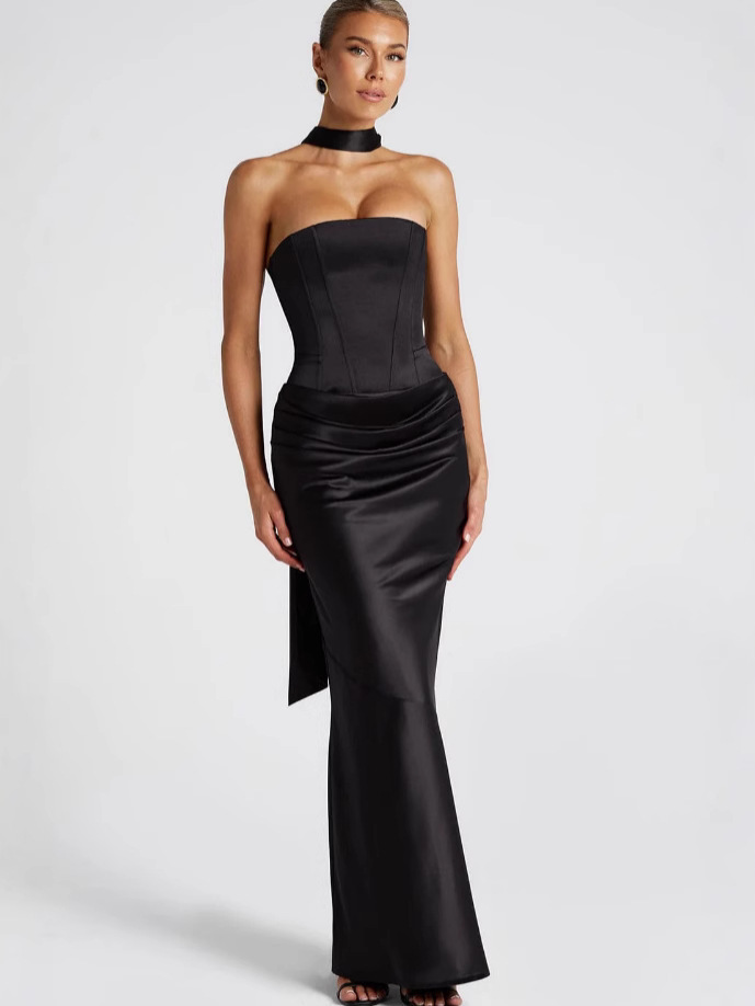 K415Elegant Women's Slim Long Suit Skirt in Solid Colors for Spring and Summer 2025