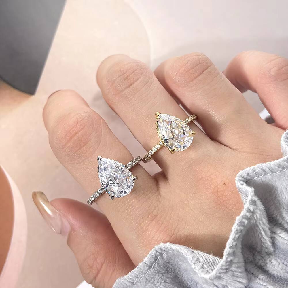 FOXI High Quality Engagement Rings Jewelry Women Ice Crushed Cut 8A Zircon 925 Sterling Silver Casual Rings for Ladies