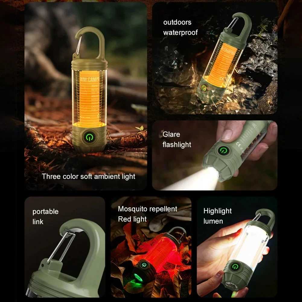 LED Retro Camping Light Type-C Charging Emergency Flashlight Outdoor Lighting Camp Atmosphere Hanging Light M251117