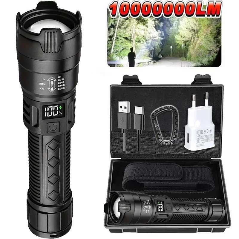 1000LM Ultra Bright LED Flashlight Type-C Rechargeable Long Range Zoom Tactical Torch Outdoor Emergency Camping Fishing Lantern M251117