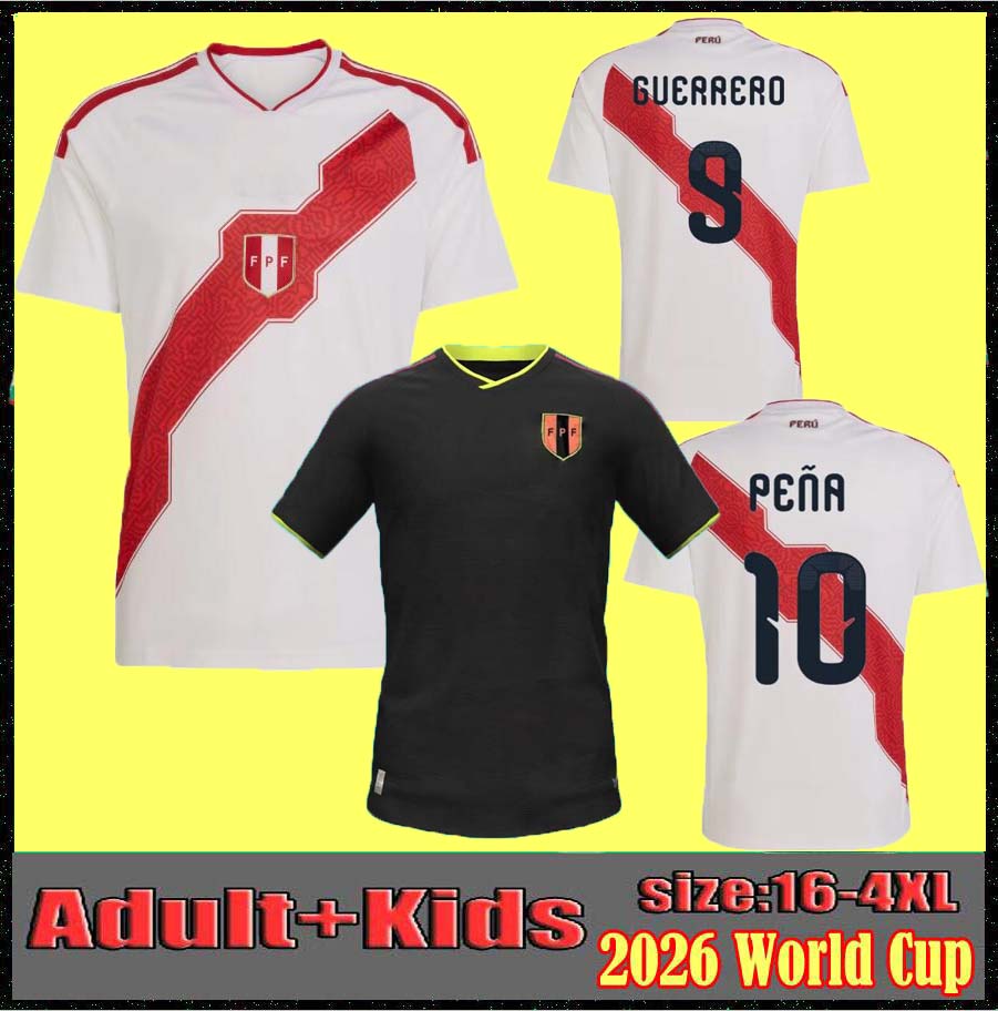 2026 Peru National Team Mens Soccer Jerseys 26 27 home GUERRERO ARAUJO LOPEZ SANTAMARIA CARTAGENA Football Shirts Short