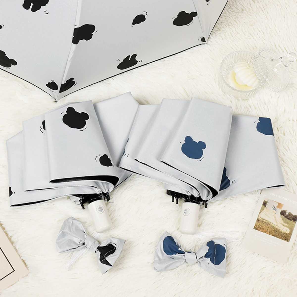 Ins Wind Flower Automatic Umbrella for Girls Fresh Folding Student Black Glue Sunscreen Rain and Rain Dual Use Sunshade Umbr C251117