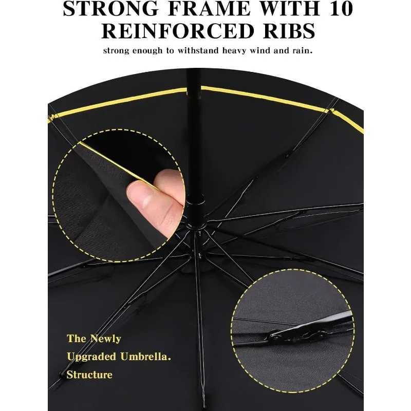 UV Protection Compact Umbrella62 Inch Extra Large Oversize Double Canopy Vented Umbrella Windproof Waterproof for Men and Women C251117
