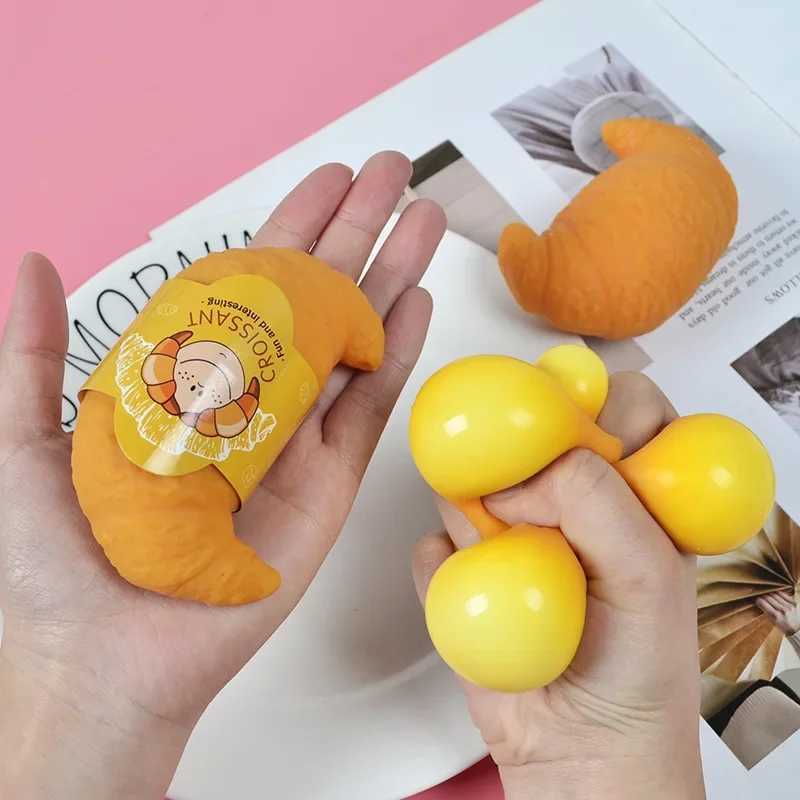 Fun Realistic Croissant Toy Pinch Squeeze Relief Squishy Stress Cute Lazy Stress Ball Funny Stress Relief Fidget Toy J251117