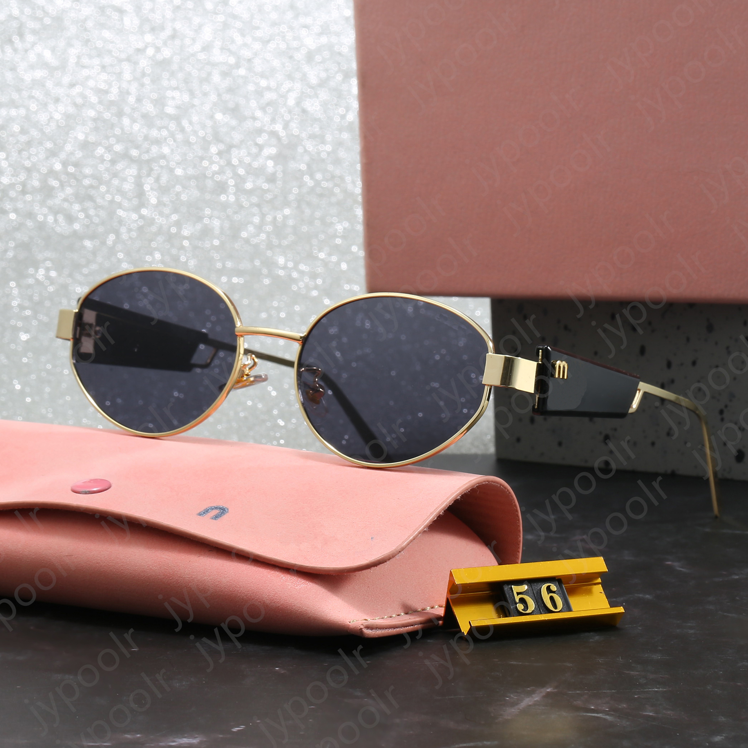 Sunglasses For Women Oval Frame Designer Sunglasses Women Metal Mirror Legs Retro Small Round Frame Sexy Little Women Glasses With Box