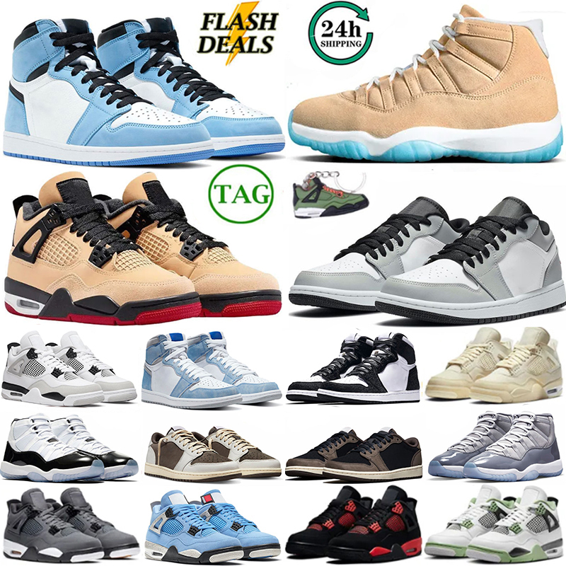 1s 4s 11s Low High Designer Shoes for Men Women Military Black Cat Pure Money Sail Red H-Town Cement White Oreo University Blue Hiking Outdoor sports sneakers Trainers