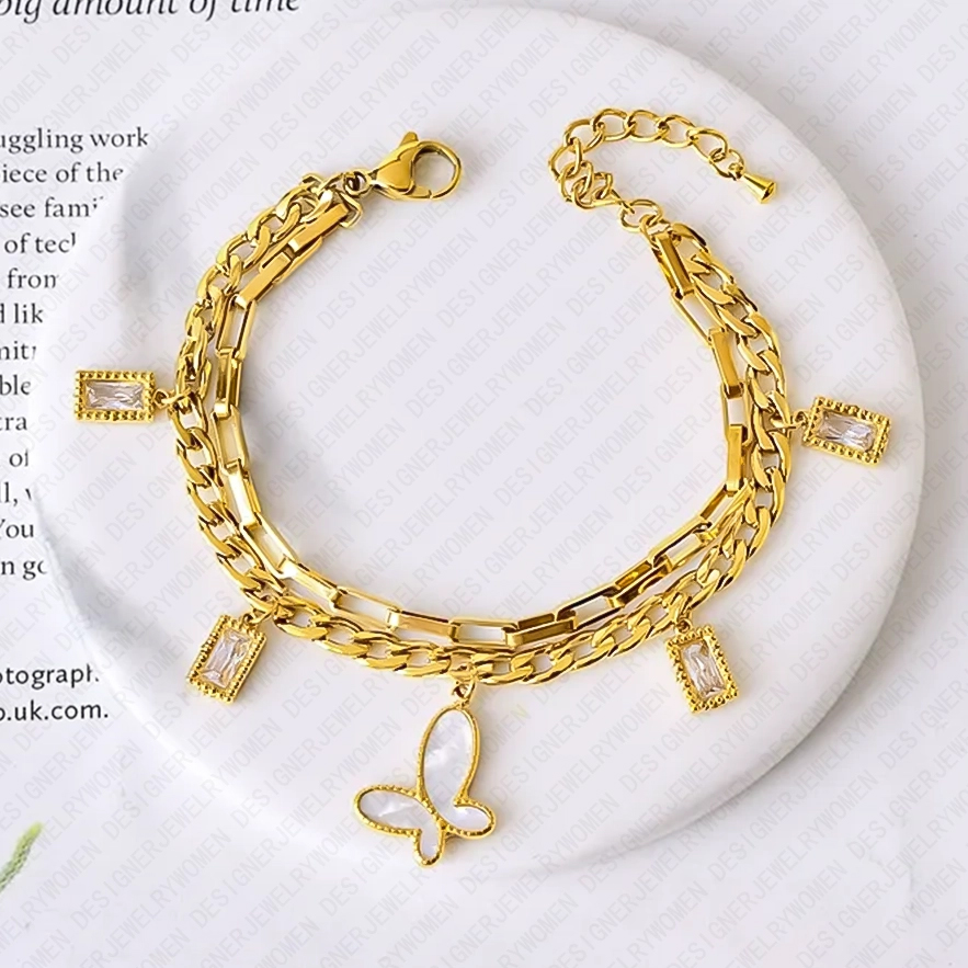 Designer Bracelet Bracelet for Women Shell Butterfly Bangle Pendant Chain Flower Bangles Luxury Jewlery Designer for Women Elegant Timeless Gift Premi