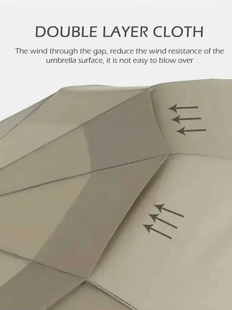 Big Automatic Umbrella Man Business Style Wind-resistant Foldable Umbrella Windproof Strong Double Layer Wooden Rain Umbrella C251117