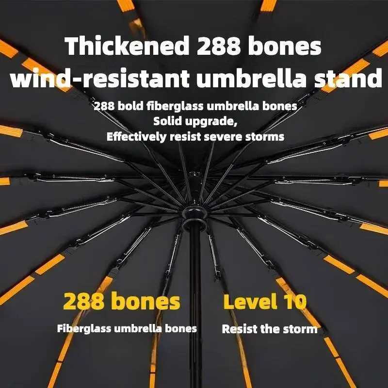 Stormproof Windproof Automatic Umbrella288 Reinforced Fiberglass Ribs Sun UV UPF50 Protect Compact Folding Rain Umbrella Men C251117