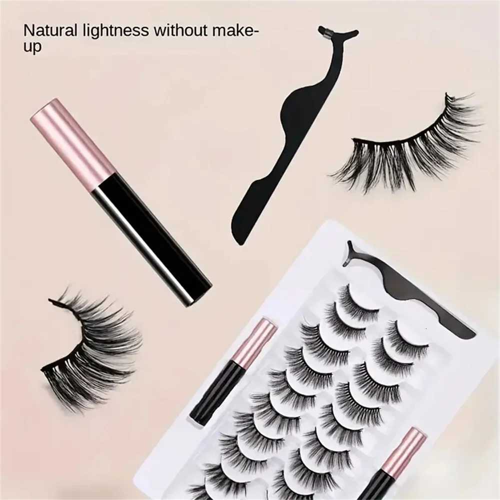 12 pairs of magnetic false eyelash sets with eyeliner natural makeup effect reusable curling magnetic eyelash setsT251117