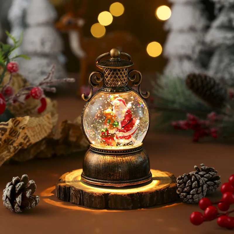 2025 Santa Claus with Music Floating Snow Ornaments Christmas Tree Luminous Bedside Lamp Snowman Night Light New Year Gifts J251117