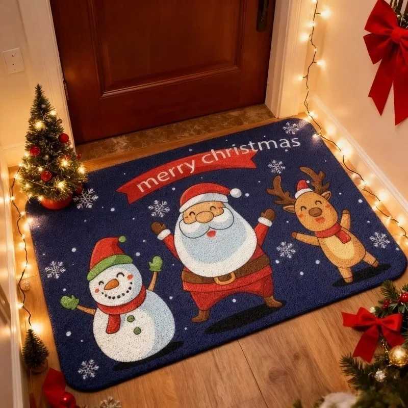 Christmas Entrance Door Mat Crystal Velvet Non-Slip Absorbent Floor Mat for Front Door Bathroom Home Decor Welcome Mat for XmasM251117