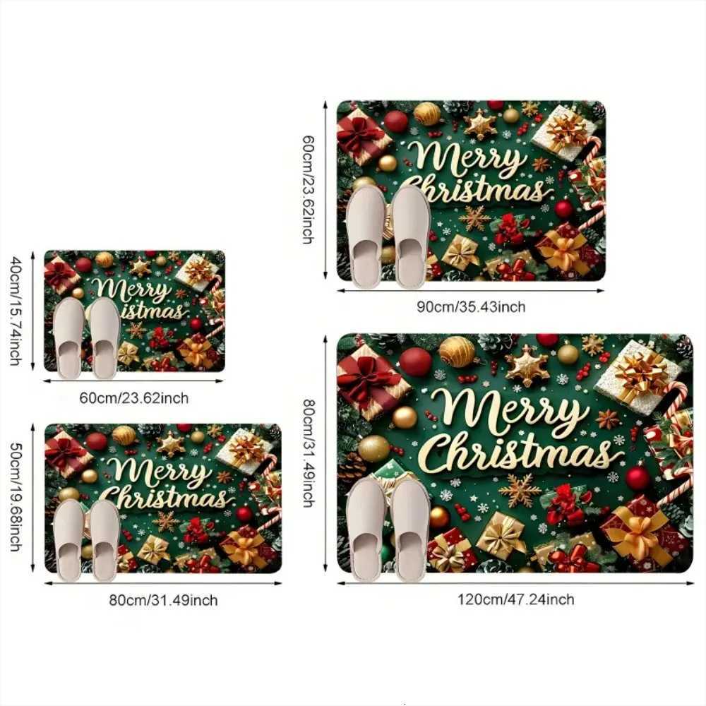 1pc Merry Christmas Word Christmas Gift Pattern Home Entrance Doormat for Porch Kitchen Bathroom Bedroom and Entrance DecorM251117