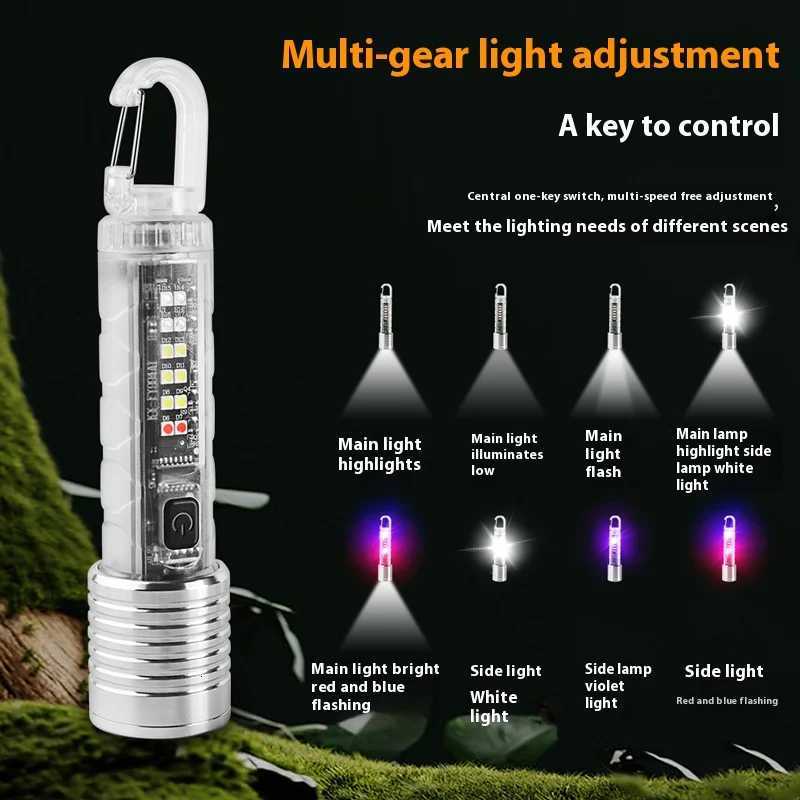 Portable Strong LED EDC Flashlight Mini Keychain Rechargeable Zoom Torch Long Range Outdoor Camping Lantern With Magnetic M251117