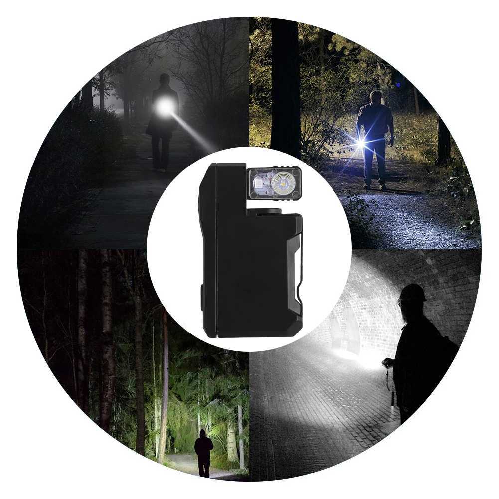 Rechargeable EDC Flashlight 400 Lumens Portable Flat Pocket Flashlight with RGB Light Magnetic Keychain Flashlight for Outdoor M251117