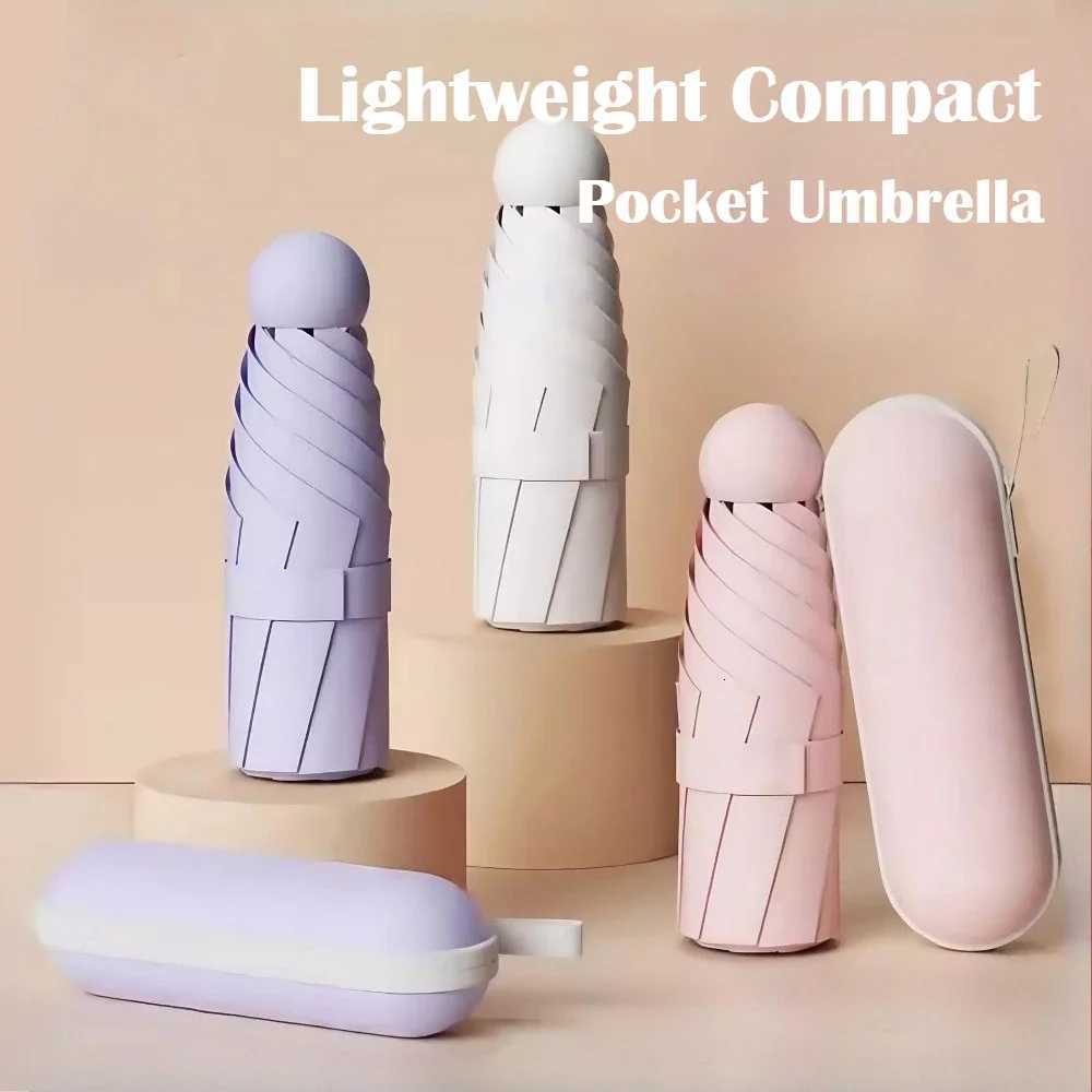 18CM 6 Ribs Lightweight Compact Pocket Umbrella with Storage Box Folding Travel Umbrella for Daily Life Sunny and Rainy Days C251117