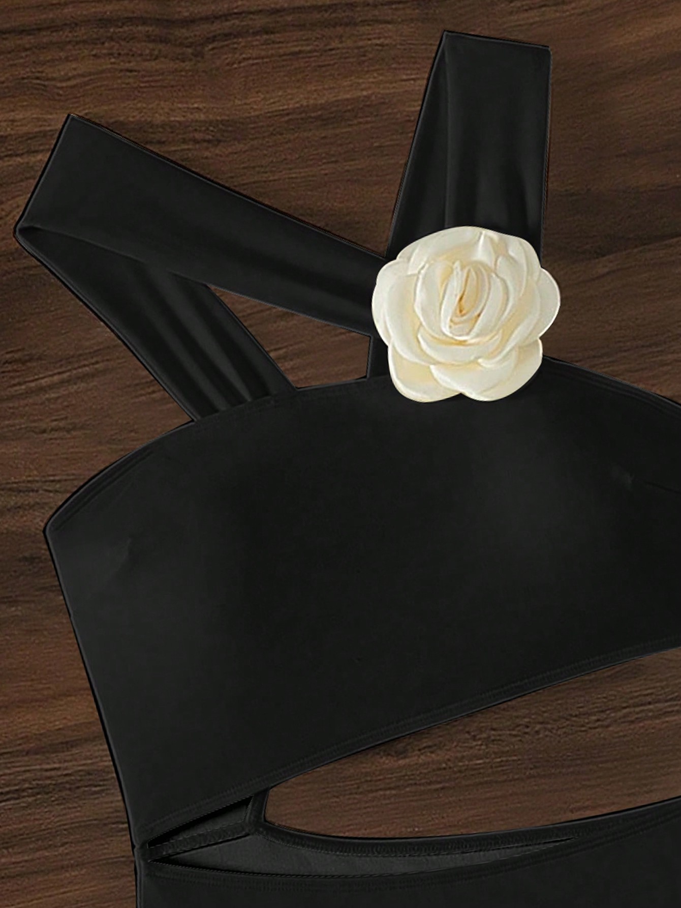 Women's Bikini Swimsuit Flower Pendant High-waisted Briefs Tuck in the Waist to Look Slimmer Single-shoulder Sling