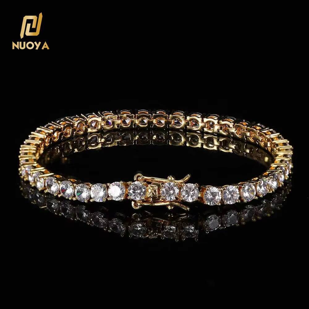 Moissanite 3MM High Quality Diamond Tennis Bracelet Iced Out CZ Stone 18k Gold Plated Tennis Chain Jewelry for Women