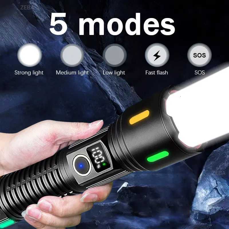 1500000LM Most Powerful Flashlight 500W LED Rechargeable Lamp Long Range Tactical Lantern Strong Light Outdoor Camping Lamp M251117