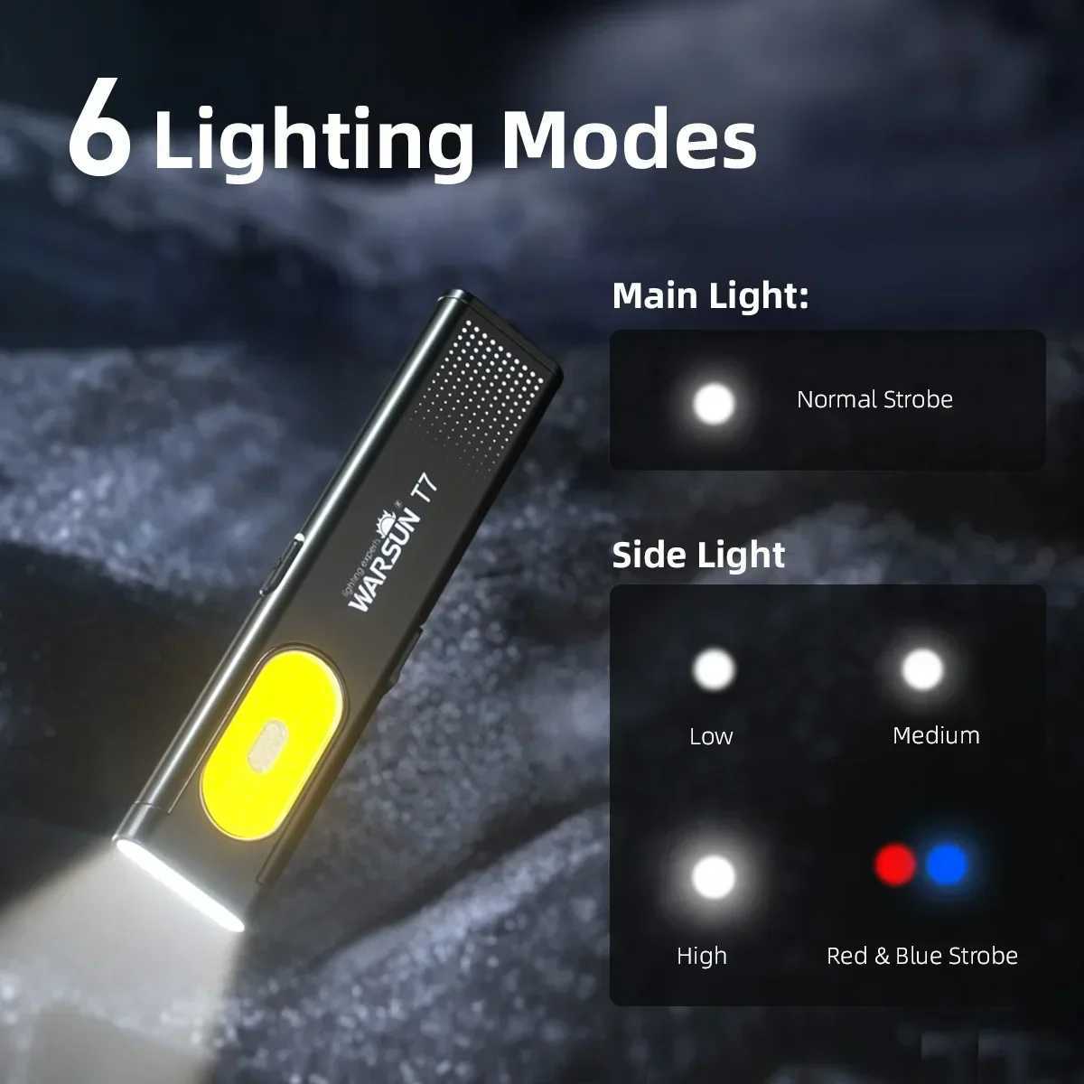 Keychain Flashlight USB-C Rechargeable 800Lm Multifunctional Lighting Durable Mini Auto Repair Hat Clip Work Light LED M251117