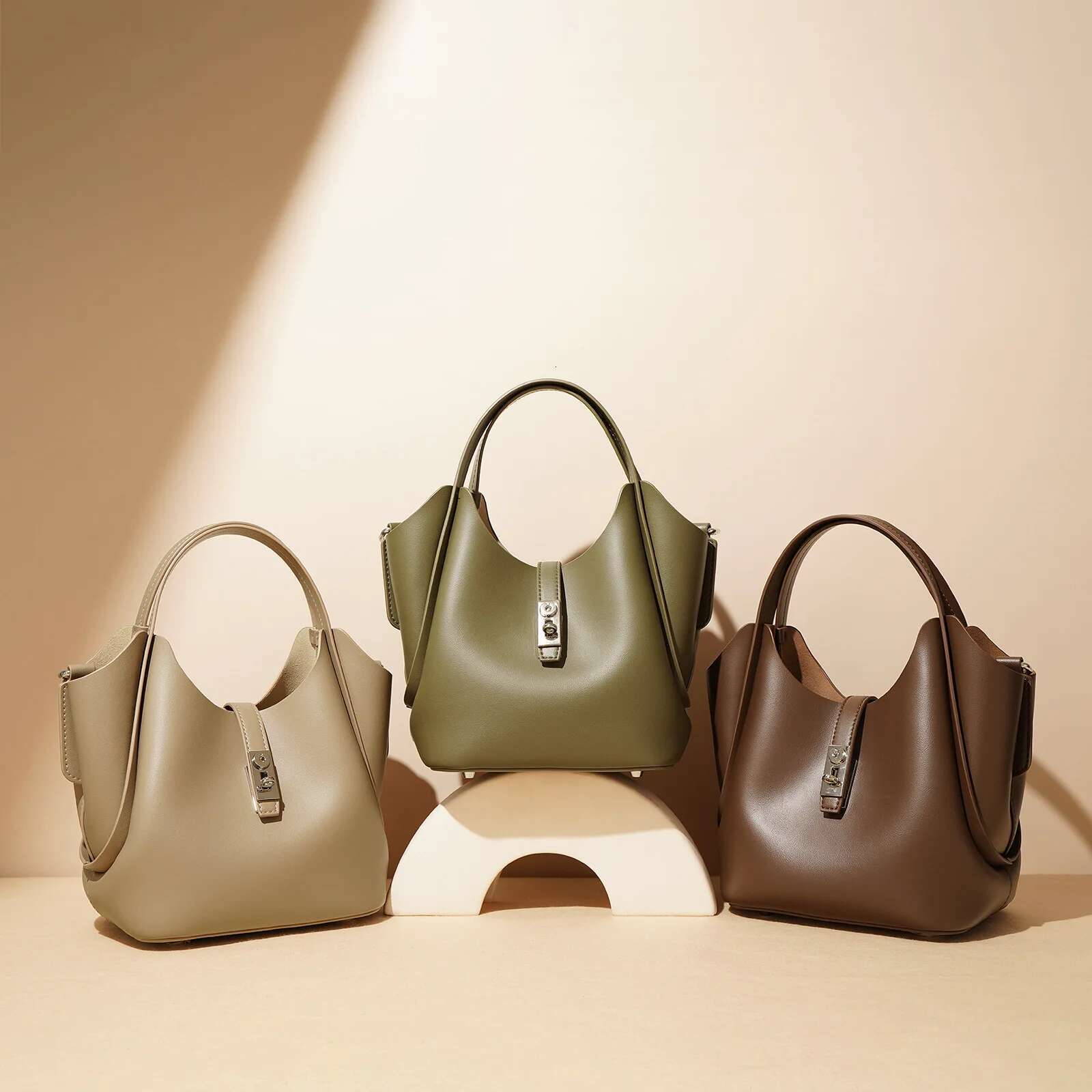 Designer bag handbags women Olive Green New Arrival Leather Shoulder Bag Top Handle Bucket Bag Stylish Luxury Fashion Small Compact Luxury Look High Q